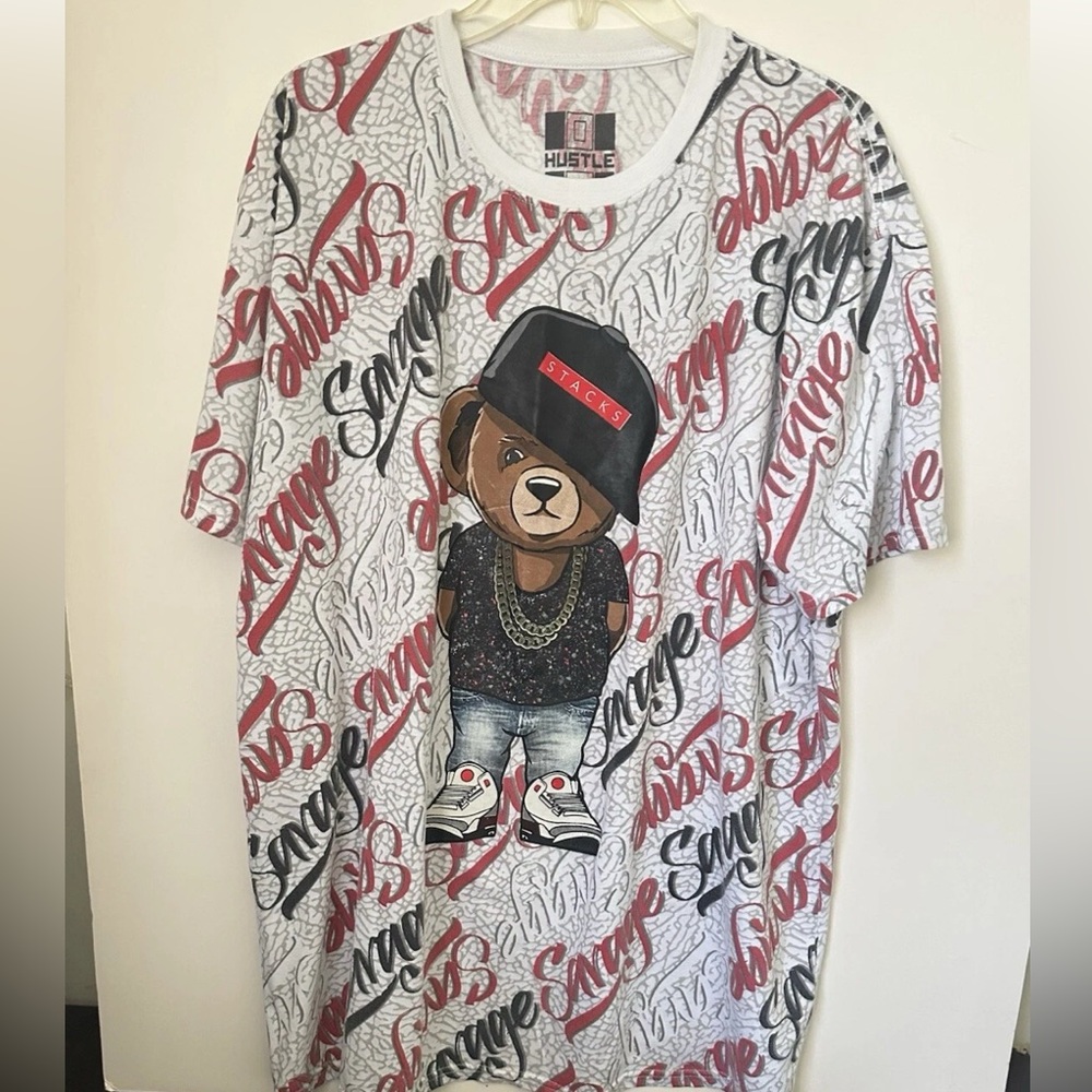 Bailey Apparel HUSTLE Savage Bear Graphic Men’s T-Shirt ~3XL